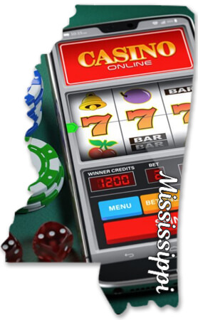 Silhouette of Mississippi Map - Online Casino on Mobile Device