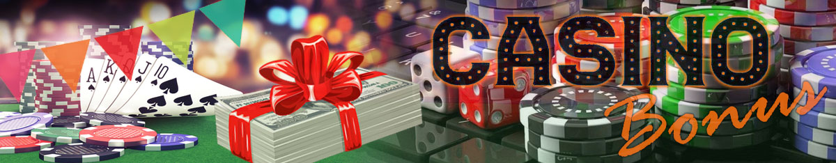 Playing cards, poker chips, money, and gambling dice wrapped in a festive red bow.