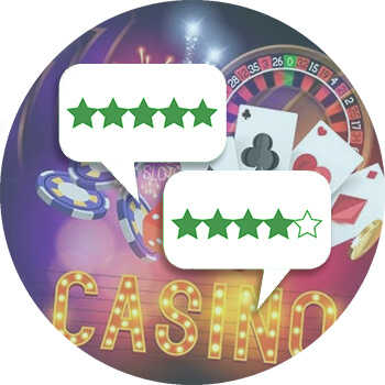 Online Casino Symbol - Review Stars in a Speech Bubble