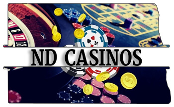 Outline of North Dakota with Casino Game Highlights