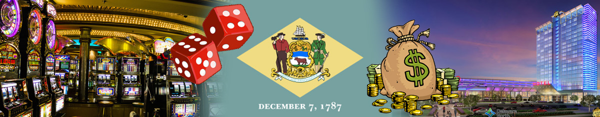 Delaware Flag Land-Based Casino Dice and Money Bag Icon