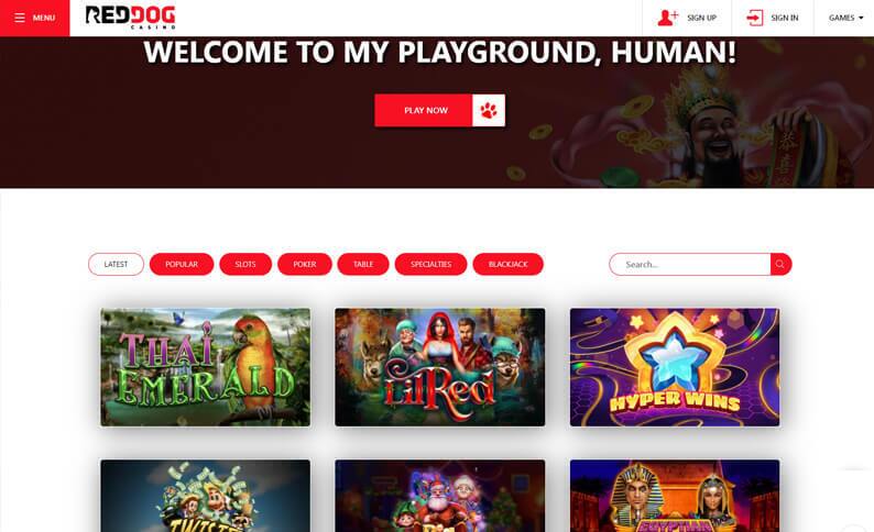 Red Dog Casino Games Hub Screenshot
