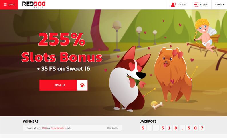Red Dog Casino Homepage Screenshot
