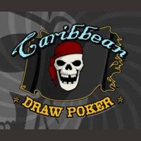A game tile for Caribbean Draw Poker shows a pirate skull and crossbones against a dark backdrop.