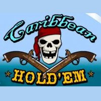 Caribbean Hold'em game tile displays a pirate skull and crossbones on a blue background.