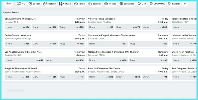 Casumo Sportsbook Interface