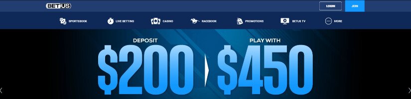 A snapshot of the BetUS website that highlights its welcome bonus offer.