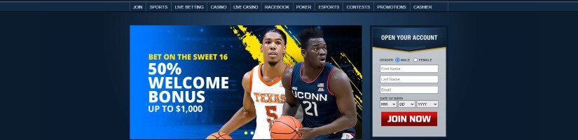 Image showing the welcome bonus promotion on the Sportsbetting.ag site.