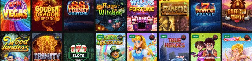 Image of the Wild Casino website highlighting casino game titles