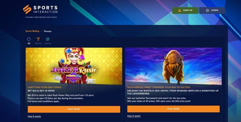 Sports Interaction boasts an attractive website design. We appreciated the sportsbook section, which showcases more vibrant colors than many of its rivals. The tiles for casino games are visually appealing and intricately crafted. Navigating between the sportsbook, live betting, casino, and live casino segments is straightforward.