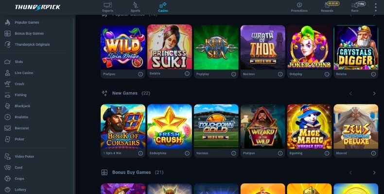 Thunderpick Casino Interface