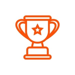 Icono naranja de concurso mostrando un trofeo