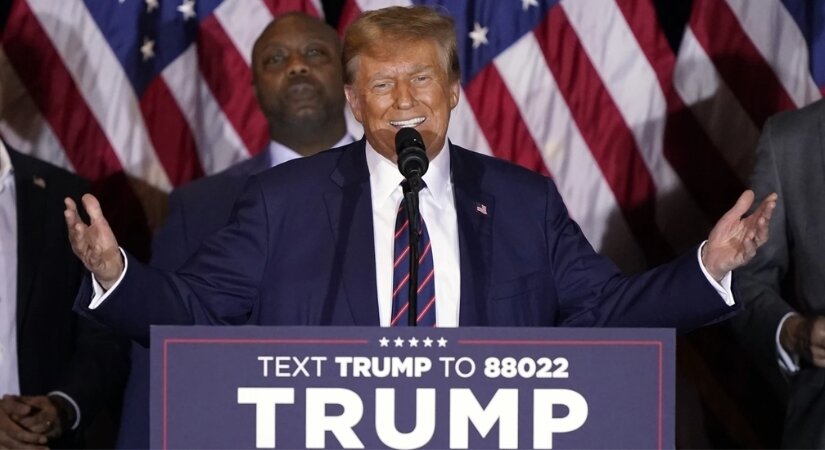 Image of Donald Trump celebrating his victory in the New Hampshire Republican Primary, a highlight among various political betting events related to the US Presidential election.