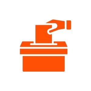 A political betting icon showing a vote being cast in a ballot box.