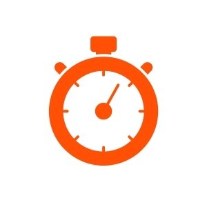 Icono de velocidad naranja mostrando un cronómetro.