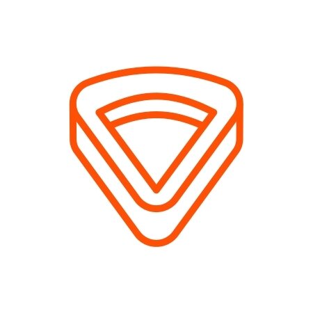 An orange stadium icon depicting a simplified outline of a baseball park.