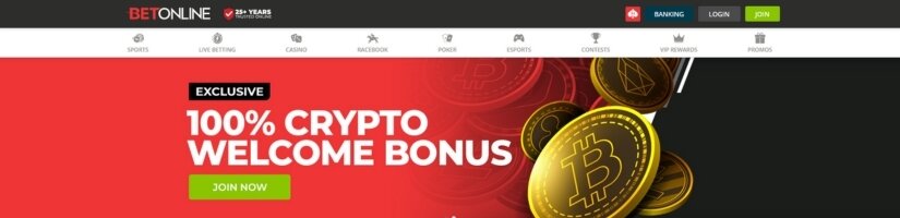 Captura de pantalla de la promoción de criptomonedas de BetOnline