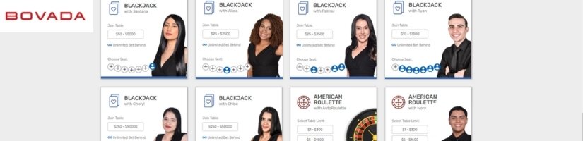 Image of Bovada's live dealer lobby