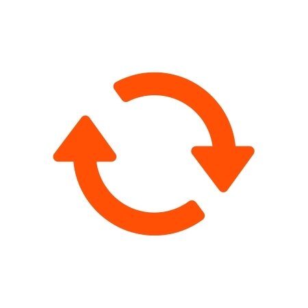 Orange reload icon illustrating two arrows in a circle.