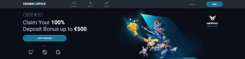 Here’s a screenshot displaying the welcome bonus offer from Thunderpick.