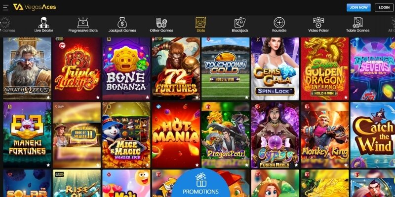 With an extensive collection of over 1,800 games from 30 different software developers, the game library at Vegas Aces is remarkable. Slots take prominence with more than 1,400 available options, alongside numerous table games, video poker titles, and live dealer experiences.