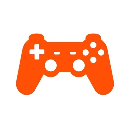 Orange icon depicting a game controller.