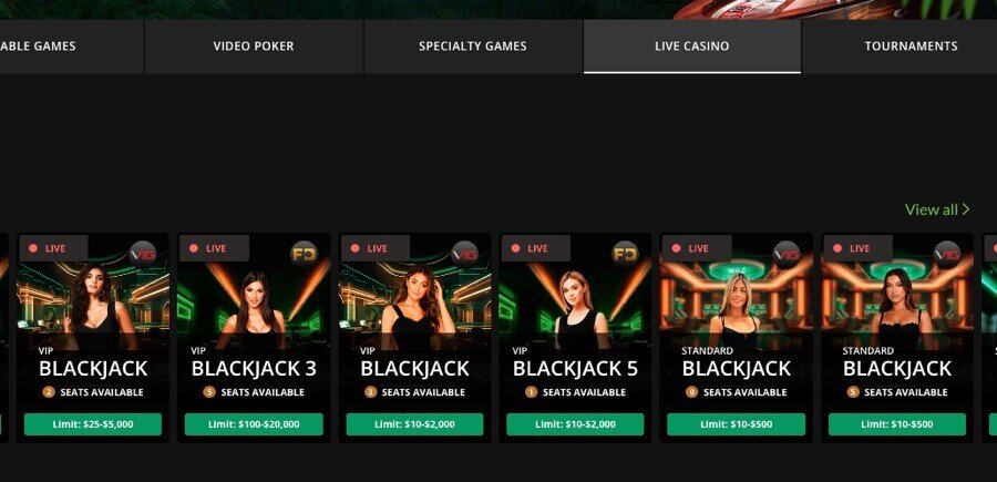 Live dealer gaming lobby created by Fresh Deck Studios