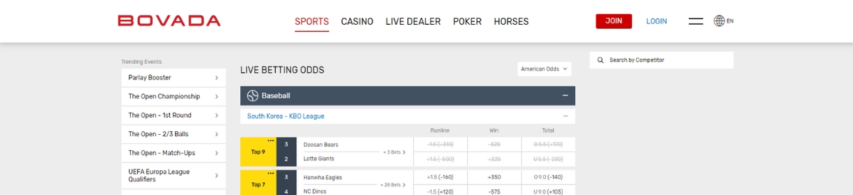 Bovada live betting