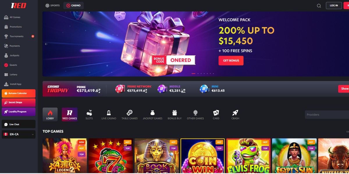 Unique features like Jackpots, Quests, and a Lottery can be conveniently accessed from the main casino page.