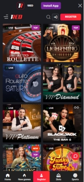 Buffalo Blitz Live Slots title card at 1Red.