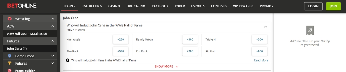 BetOnline Wrestling Betting Site